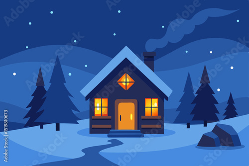 winter landscape with house