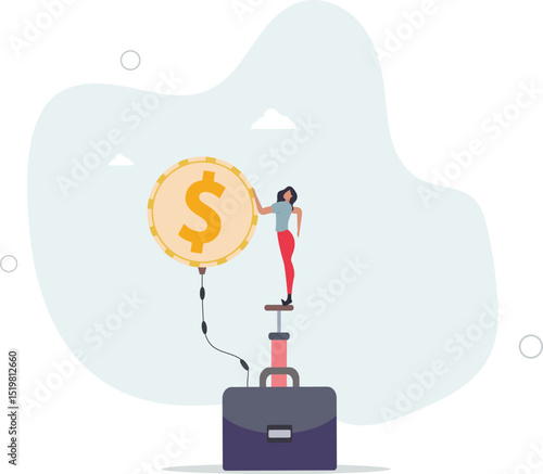 Inflation in causing by energy shortage, interest rate policy to reduce inflation,money devaluation concept. character life .