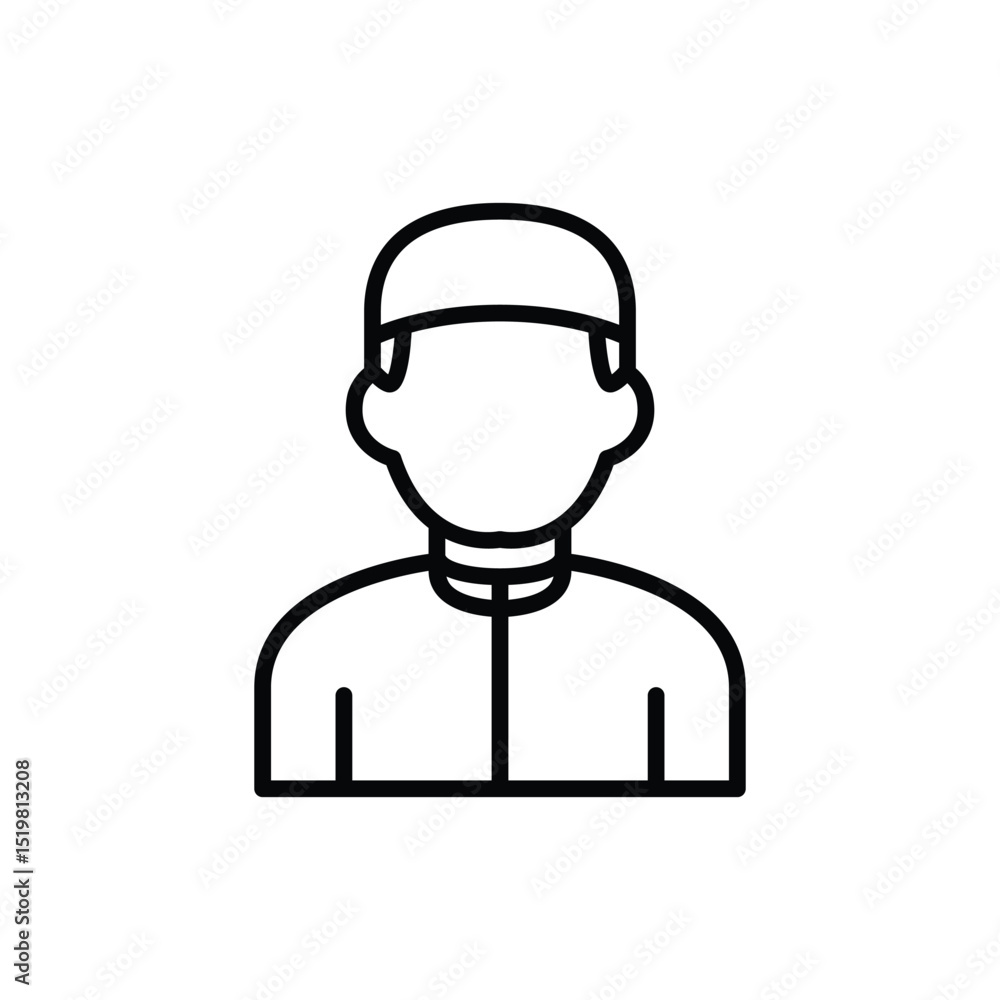 A simple line art icon depicting a person wearing a cap. Suitable for websites and applications. A simple line art icon depicting a person wearing a cap. Suitable for websites and applications.