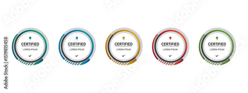 Set certificate badge circle or rounded vector editable	