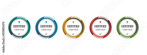 Set certificate badge circle or rounded vector editable	