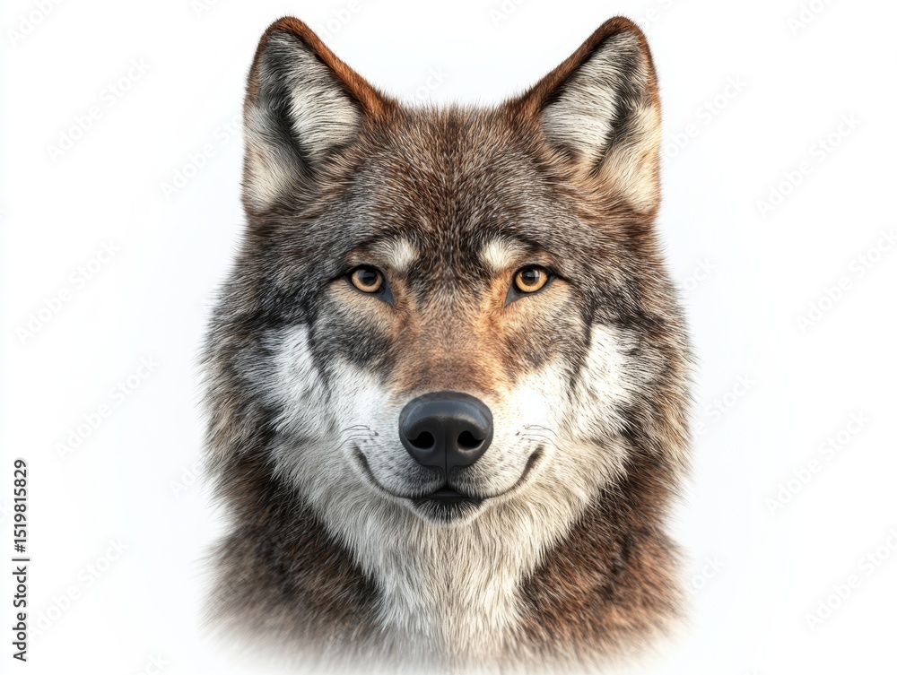 Fototapeta premium Front Facing Portrait of Majestic Gray Wolf 