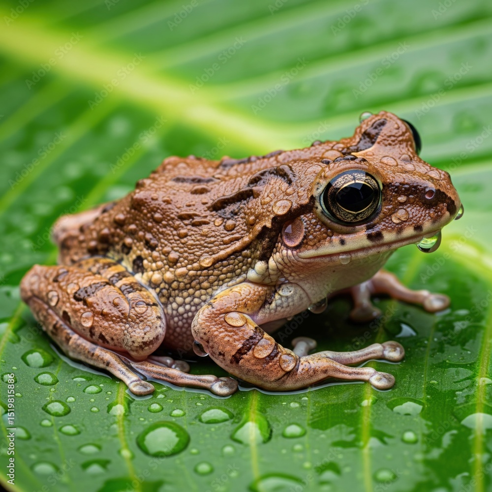 Obraz premium African Rain Frog, rain frog 4k hd high quality wallpaper background picture | Close-Up Realistic African Rain Frog in Rainy Natural Habitat