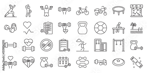 Active Lifestyle set of web icons in line style. active lifestyle, fitness, workout, exercise and outdoor workout. Vector illustration.