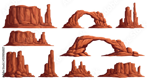 Stunning red rock formations featuring natural arches and monolithic structures