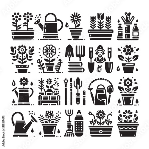 Flowers related editable stroke outline icon set flat vector illustration