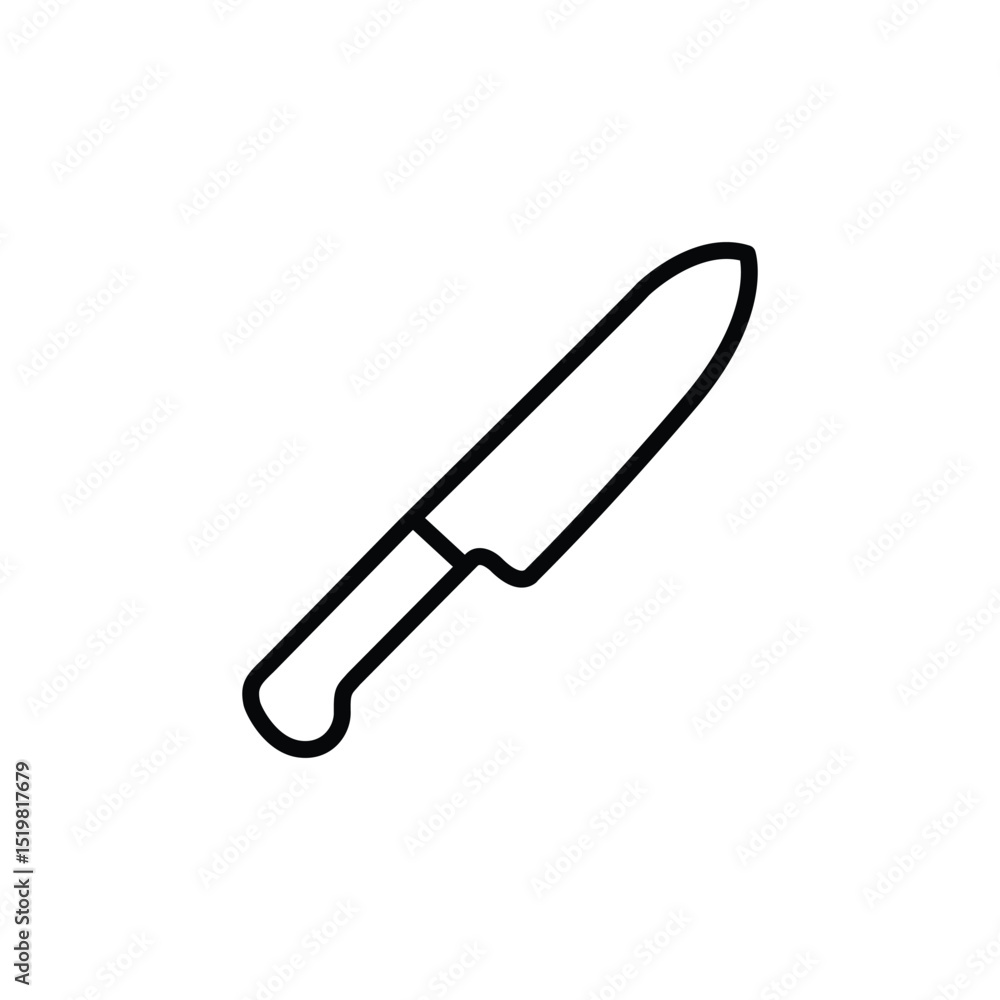 A minimalist line drawing of a kitchen knife, ideal for culinary iconography. A minimalist line drawing of a kitchen knife, ideal for culinary iconography.
