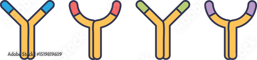 Colorful antibody icons representing diversity in immunology.