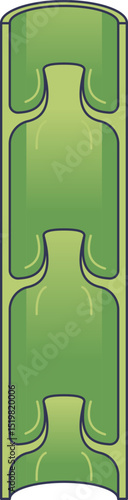 Illustration of lymphatic valve structure showing flow direction.