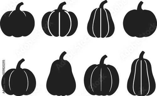 Pumpkin silhouettes set.