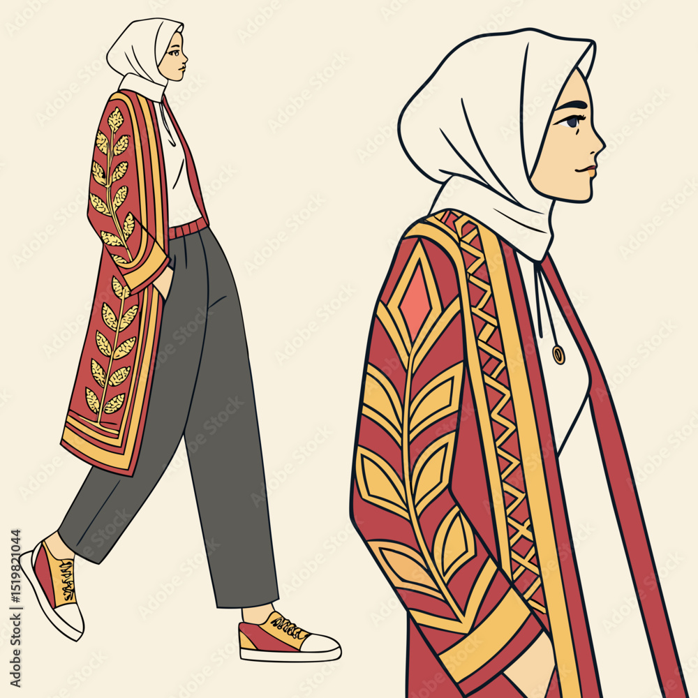 Fototapeta premium vector illustration of a woman in a red dress