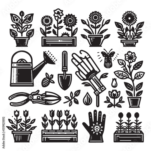 Flowers related editable stroke outline icon set flat vector illustration