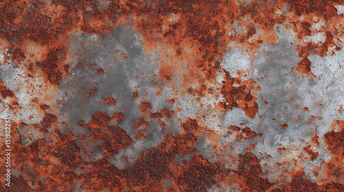 強い腐食が広がる荒々しい赤錆金属テクスチャ―退廃的・工業系デザインに適した背景素材