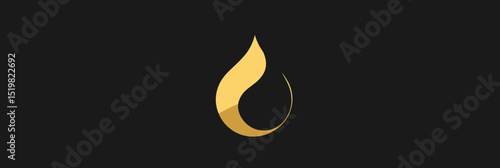 Golden oil drop logo icon with minimalist flat design, black and gold color scheme, modern luxury emblem for energy or beauty industries vector illustration