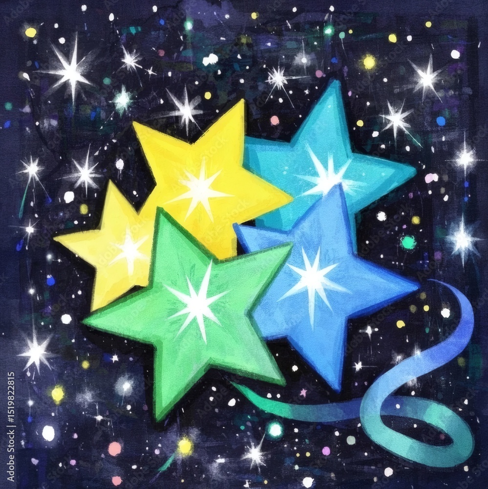 Obraz premium golden stars on blue background