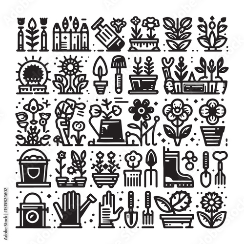 Flowers related editable stroke outline icon set flat vector illustration