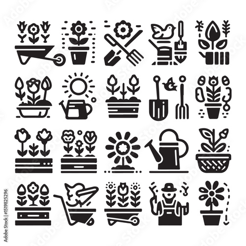 Flowers related editable stroke outline icon set flat vector illustration