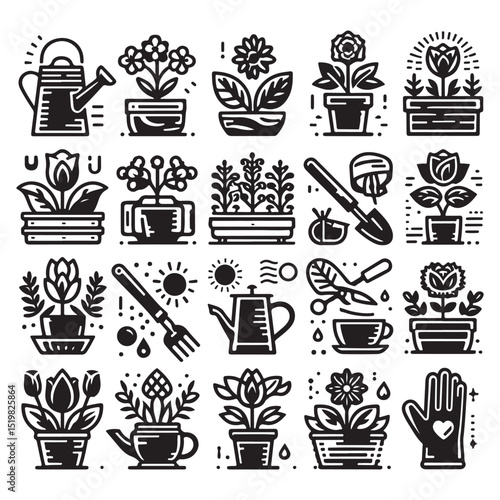 Flowers related editable stroke outline icon set flat vector illustration