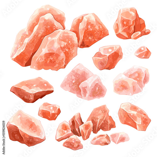 Himalayan pink rock salt vector isolated on a white background