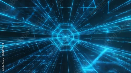 Abstract blue digital tunnel futuristic technology background