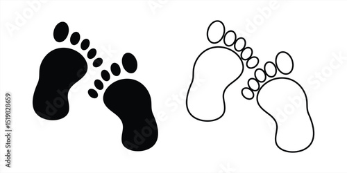 Minimalist Footprint Icons – Black and White Vector Footsteps Illustration
