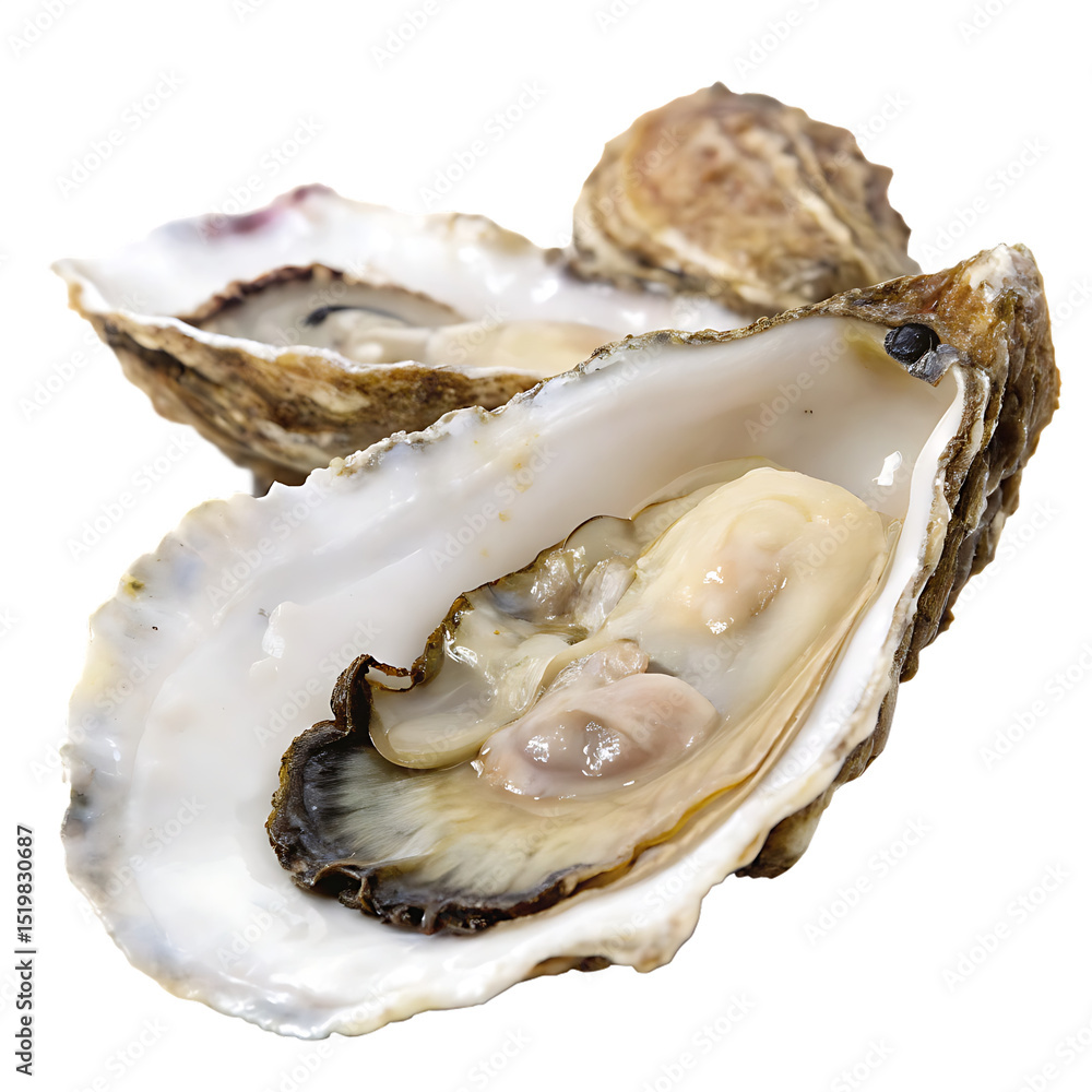 Naklejka premium An oyster on half shell isolated on a transparent background