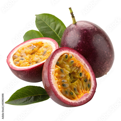 A passion fruit whole isolated on a transparent background
