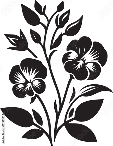 black flower silhouette vector, flower vector icon, flower logo