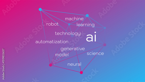 Artificial intelligence. Generative model. Smart digital technology. AI vector for science, future, robot, automatization, programming, presentation, design, business