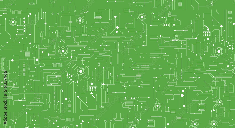 Seamless motherboard circuit on green background. Seamless motherboard circuit on green background.