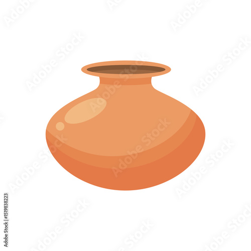 Clay water pot flat vector design isolated on a white background