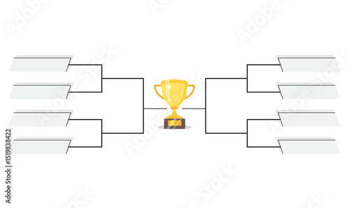 Simple black tournament bracket template for 8 teams isolated on white
