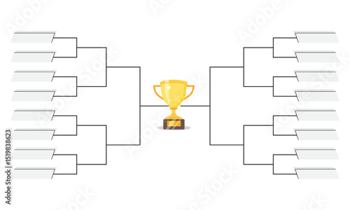 Simple black tournament bracket template for 16 teams isolated on white