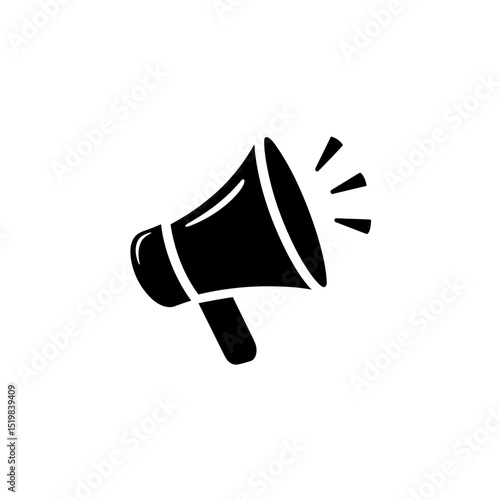 Minimalist black megaphone icon for announcements with transparent background
