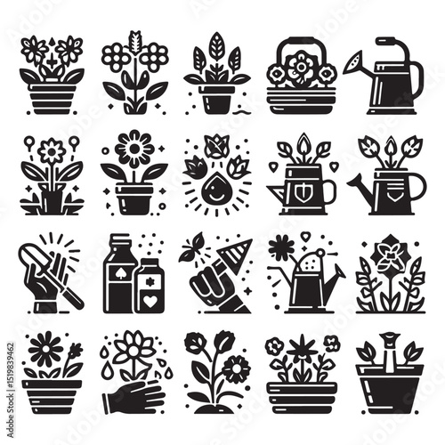 Flowers related editable stroke outline icon set flat vector illustration