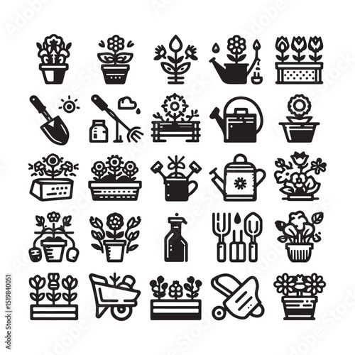 Flowers related editable stroke outline icon set flat vector illustration