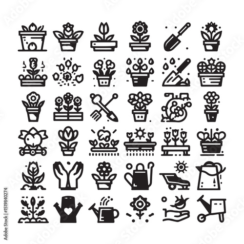 Flowers related editable stroke outline icon set flat vector illustration
