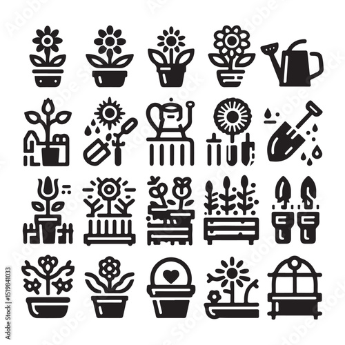 Flowers related editable stroke outline icon set flat vector illustration