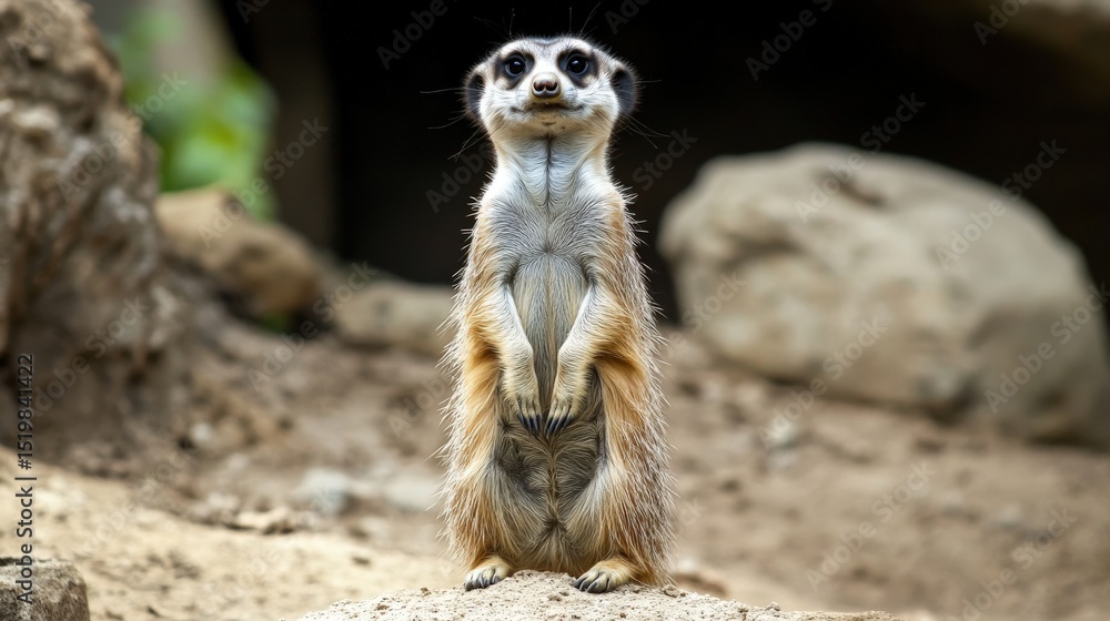 Fototapeta premium Alert meerkat standing guard.