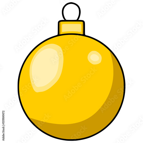 A vector illustration of a single, shiny golden Christmas bauble with a subtle gradient and a small white cap, isolated on a white background.