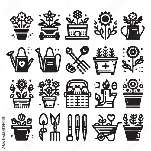 Flowers related editable stroke outline icon set flat illustration