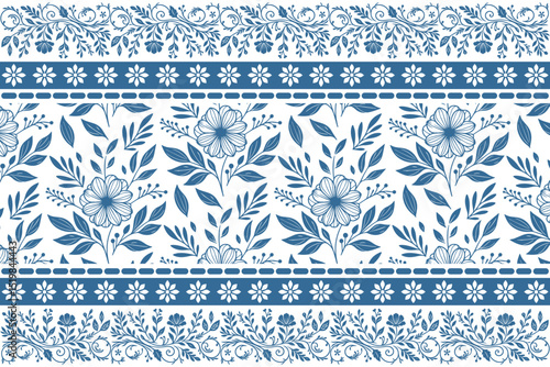 floral elements pillow cover hand drawn.sketch floral modern seamless pattern.white background outline blue floral.fashion one line botanical stems.kitchen wear decoration minimal

