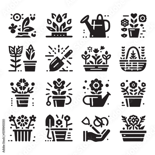 Flowers related editable stroke outline icon set flat illustration