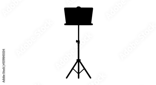 A black and white image of a music stand
