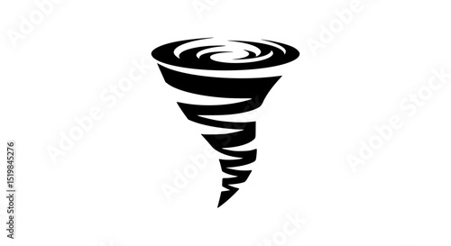 A black and white drawing of a tornado