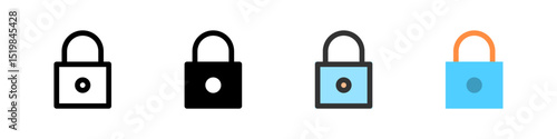 Icon set for lock. Ideal for security apps or privacy interfaces.