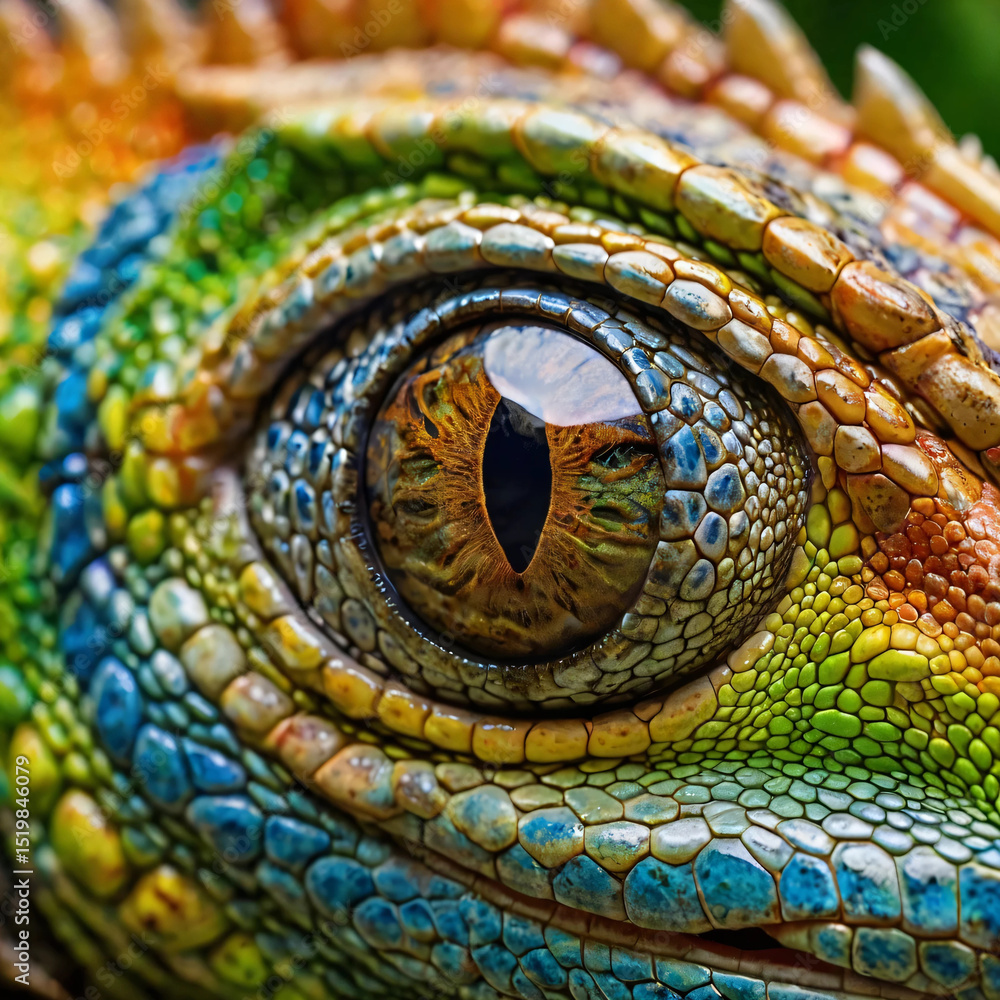 Fototapeta premium iguana eyes produced by ai