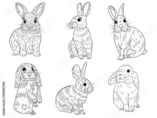 Rabbits, white isolate background