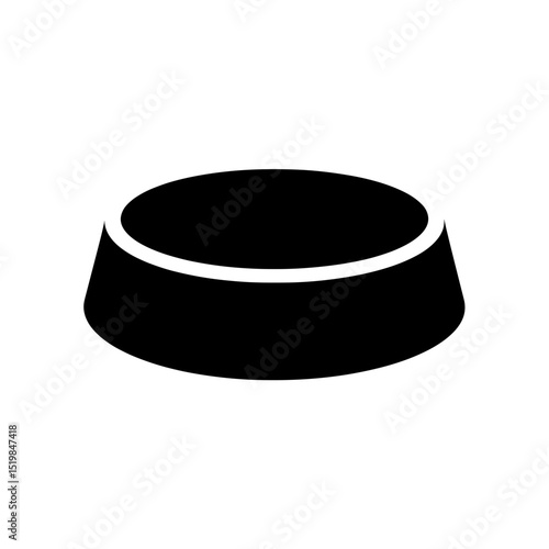 Minimalist black dog food bowl icon with transparent background
