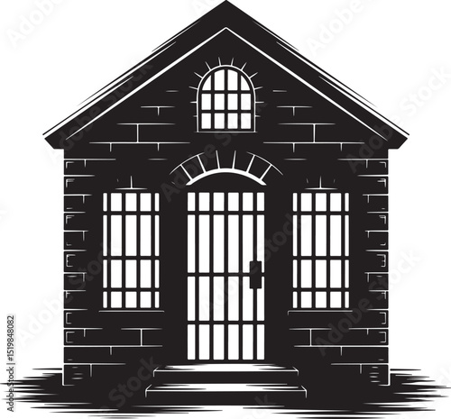 Brick Jailhouse Silhouette Prison, Bars, Cell, Confinement, Walls, Lockdown, Detention, Inmate, Secu.